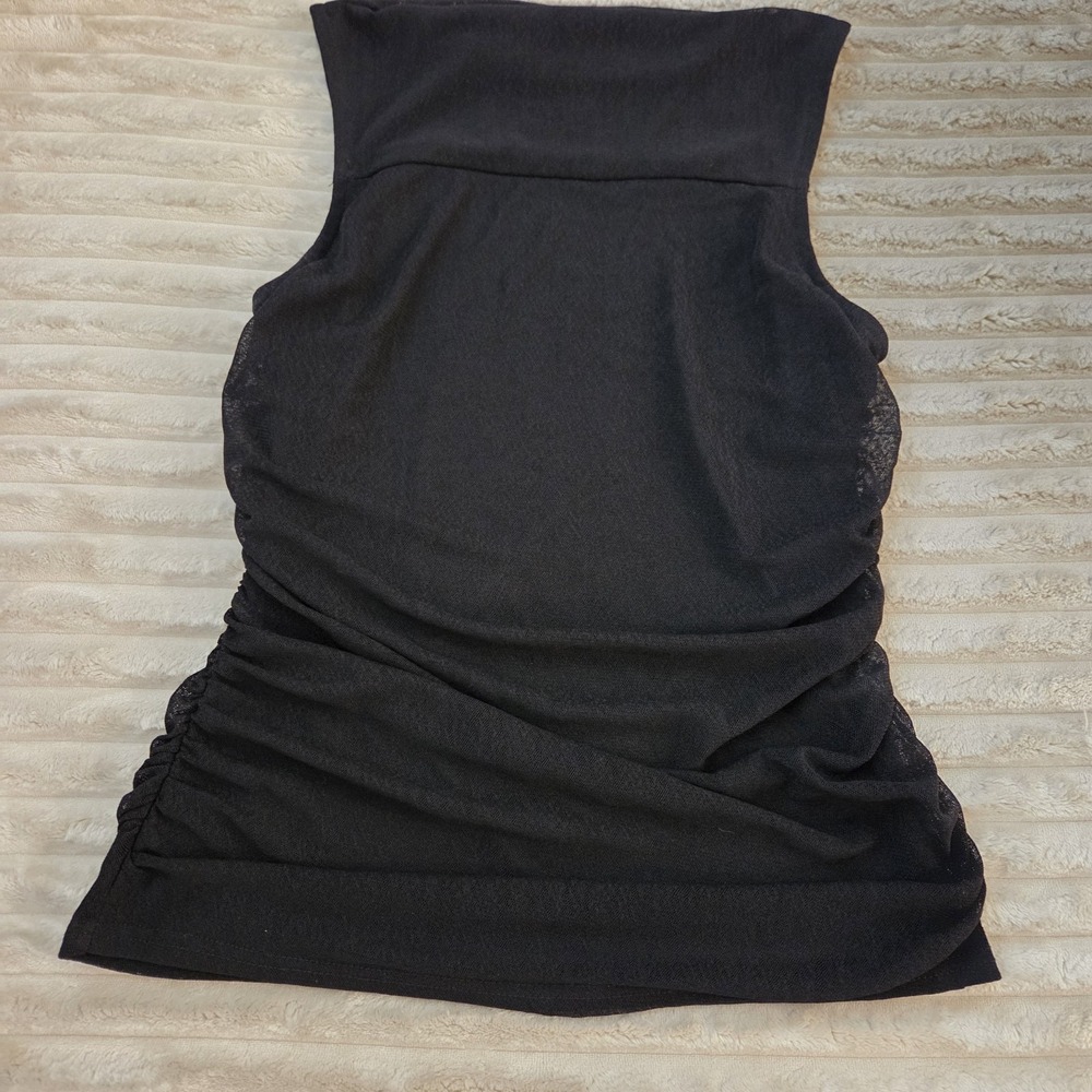 Ember Women's Size Medium Black Shirred Ruched Side Tank Top Sleeveless Shirt